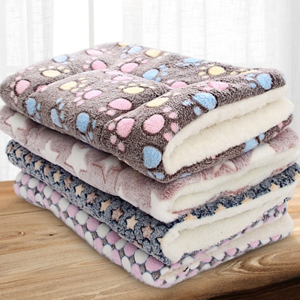 Husdjursfilt Vinter Fleece Katt Hund Valp Säng Madrass Sovande Vit White 69*52cm