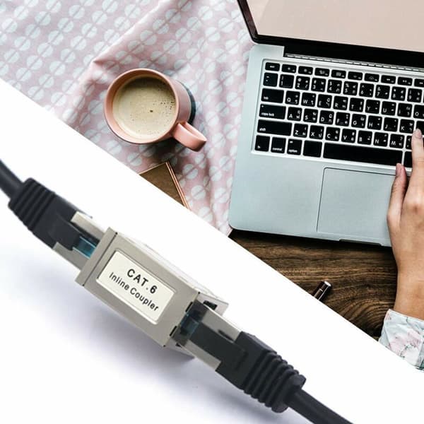RJ45 Coupler Ethernet Cat6 Adapter Female to Female Cable Connector Shielded 5-Pack, by DEBUNS