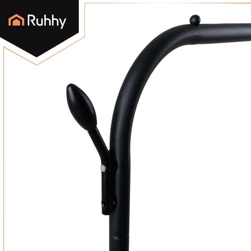 Clothes rack on wheels double rod with shelf and hooks black 150 cm 1000