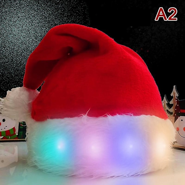 Tomteluva Jul LED-ljus med vit plyschdekor Söt jultomte jul Röd Red A3