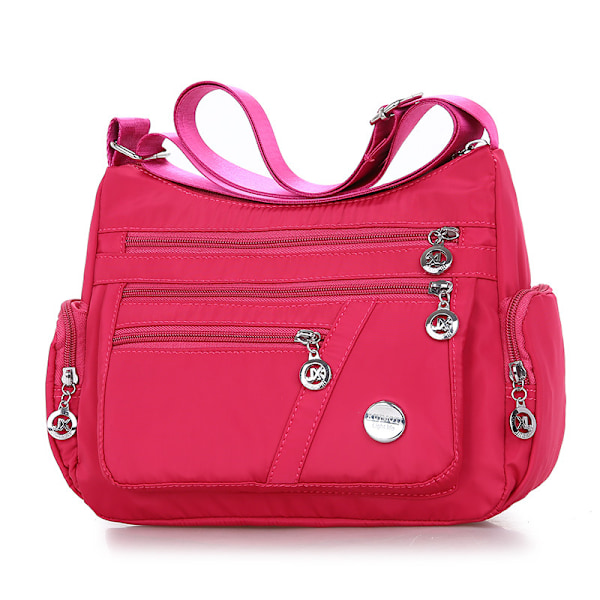 Vattentät Crossbody-väska i nylon med enkel axelrem Rose red