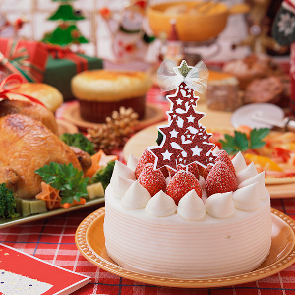 6-pack Jul Cupcake Toppers, Glitter Jul Tårta