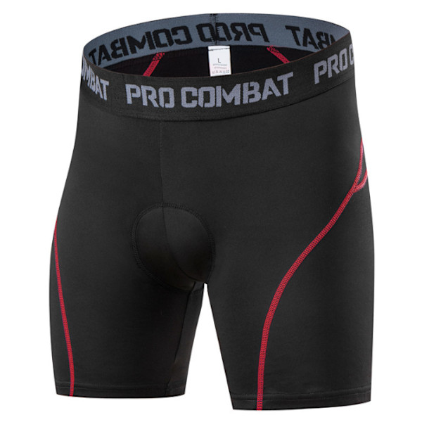 Herrsykkelbukser 3D-polstrede MTB sykkelbukser pustende Svart-Rød Black-Red L
