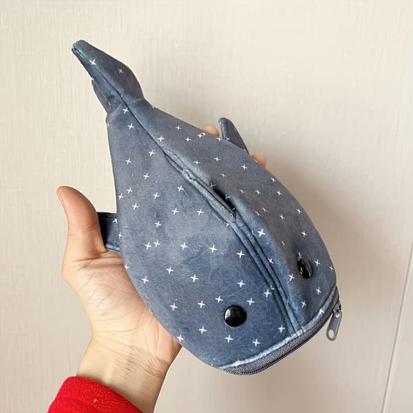 Haj Pennfodral Dragkedja Väska Denim-Look Brevpappershållare Not provided Shark