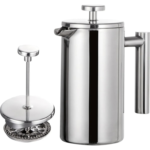 350 ml dobbelvegget rustfritt stål fransk presse kaffebrygger med rustfritt stålfilter, kaffekanne isolert kaffekanne pressfilterkanne kaffepresse
