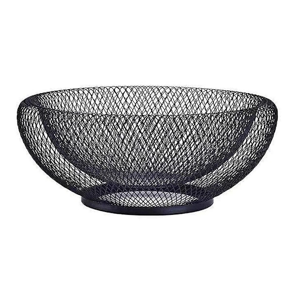 Metall netting fruktkurv for kjøkkenbenken, svart dekorativ borddekor...