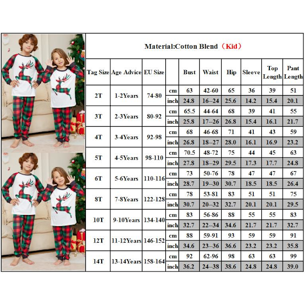 Familjematchande Julpyjamas Barn & Vuxna Kids 8T