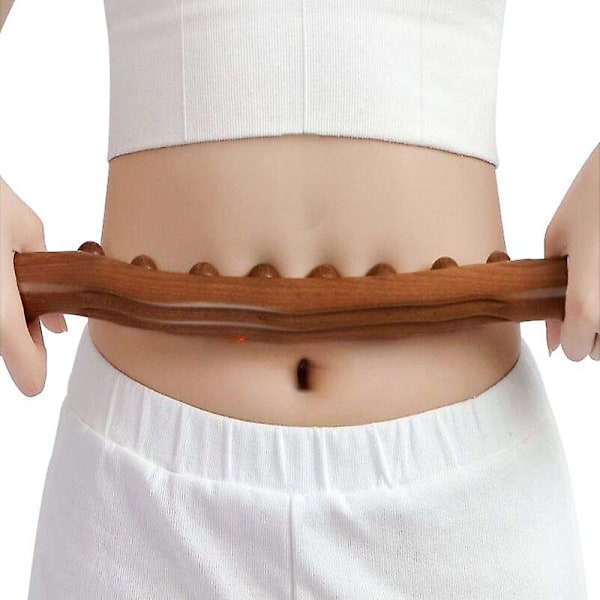 Ny 8-perlet Gua Sha massastick Karbonisert tre Ryggkroppsmeridian skrapeterapi Tryllestav Muskelavslappende Akupunkturmassasjeapparat brown