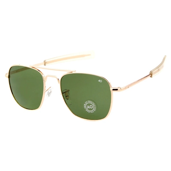 Flygarpilot Solglasögon Män Kvinnor 2021 Vintage Märkesdesigner Amerikansk Armé Militär Optiska AO Solglasögon gold-green