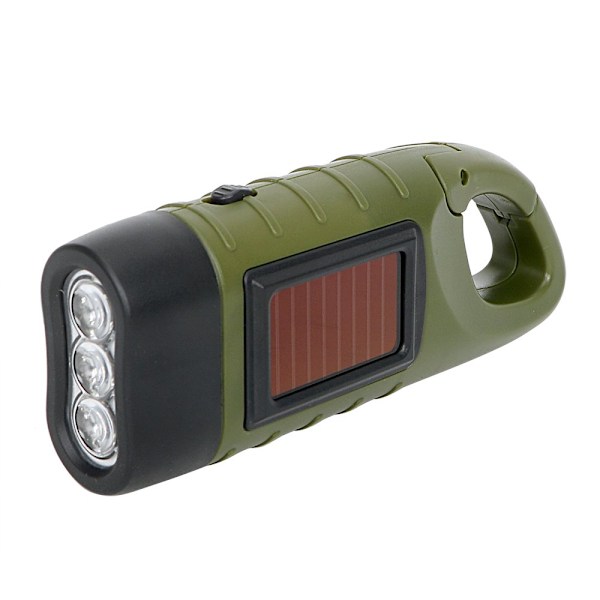 Bärbar solcellsladdad LED-ficklampa med dynamovev för camping, bergsklättring och tält 1 st