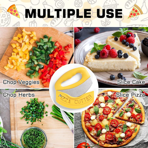 Pizzaskärare med (gul) degskärare, pizzaskydd