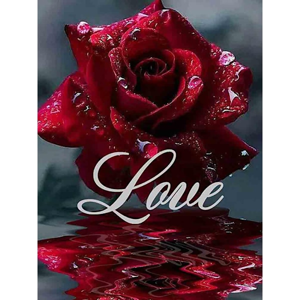 30x40cm, rød rose 5D diamantmaleri strass broderi lerret