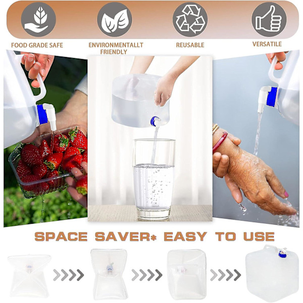 Foldbar Vandbeholder (20 Liter-26*26*26cm), Vandpose Beholder Vandpose Til Nødsituationer, Prepper, Beredskab, Nødudstyr