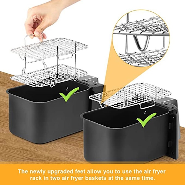Air Fryer-rist for Ninja Dual Air Fryer 304 Rustfritt Stål Flerlags Dehydrator-rist Toast-rist