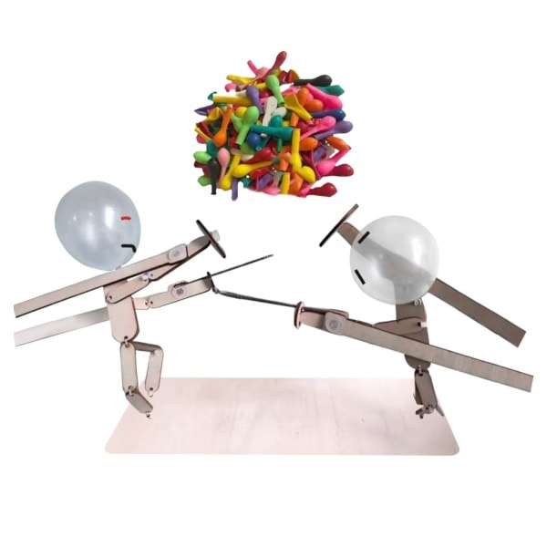 2024 Ny Ballong Bambu Man Strid - Handgjorda Fäktningsdockor i Trä - Snabbt 2-Spelar Ballongkampspel - Whack-a-Balloon Partyspel 30cm X 5mm
