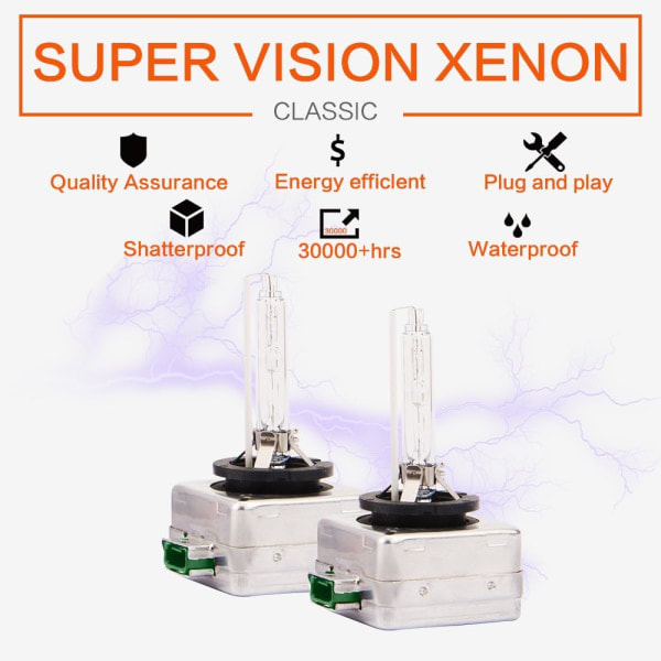 2-pak HID Xenonlamper Erstatning for D3S-lamper - Bilfrontlys, 12V, 35W (6000K)