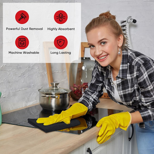 Superabsorberende mikrofiberrengøringsklude - bløde viskestykker, stribefrit