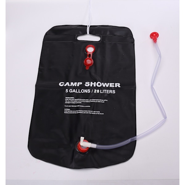 Solduschväska - Portabel Campingdusch med Slang och Krok, Miljövänlig PVC, för Strand, Vandring, Nöd Tvättning 20L