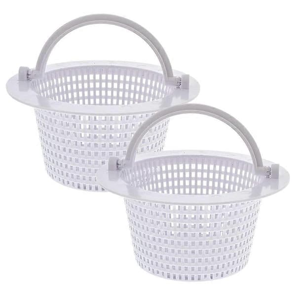 Replacement Pool Skimmer Basket with Handle, 2-Pack - Skimmer B for Above Ground Pool (FMY) White