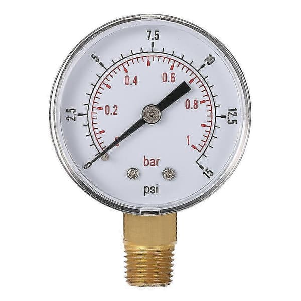 50mm 0~15psi 0~1bar Poolfilter Vandtryksskive Hydraulisk Trykmåler Manometer 1/4\" NPT Gevind