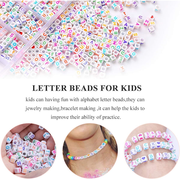 1200 stk Akryl Alfabet Perler 6mm DIY Smykkefremstilling Typ A