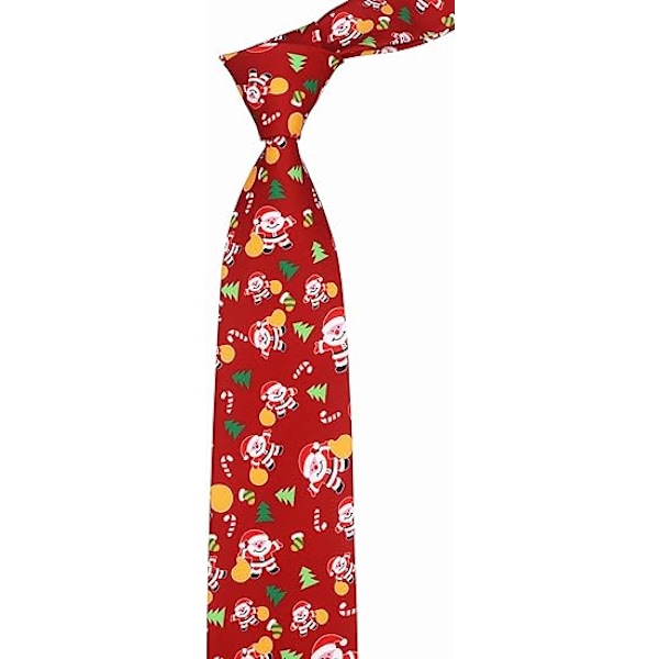 Herrar Big Boys Roliga Jul Slips Mönstrad Fancy Necktie, Mörkröd Jultomte