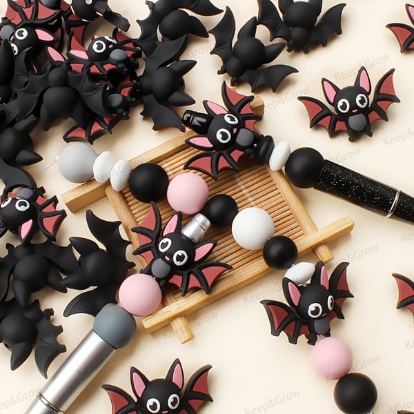 20 stk. 3D silikone flagermusperler til kuglepenne, smykkefremstilling og håndarbejde 8pcs-Bat