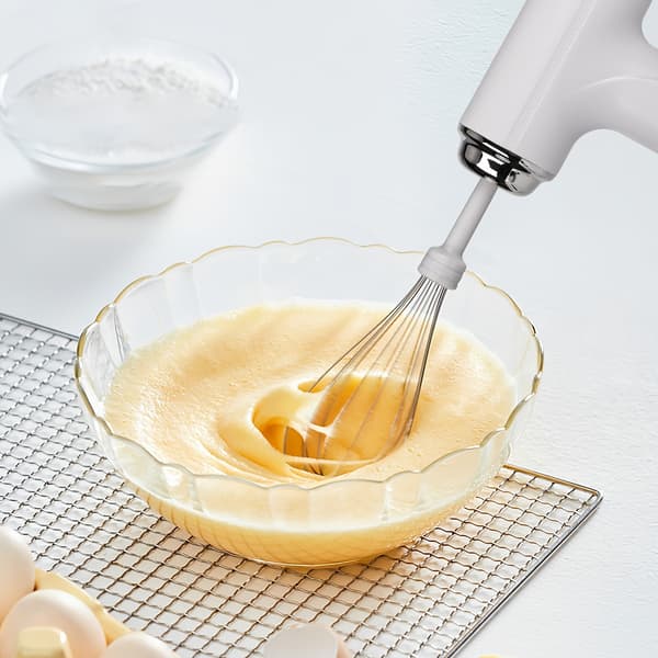 USB Oppladbar Håndholdt Elektrisk Mikser - Bærbar Eggvisp for Baking White