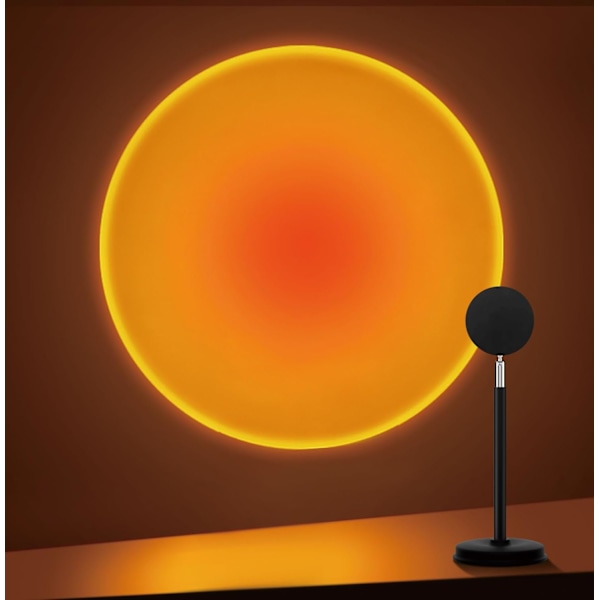 180 Graders Rotasjons Sunset Projektorlampe LED Nattelys Gulvlampe med USB-port, Sunset Lys for Fotografering Fest Soverom Dekorasjon