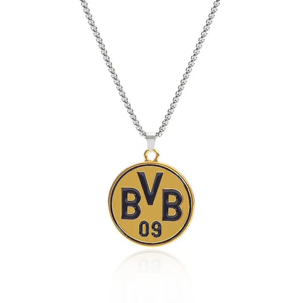 Baked Lackerad Reversible Necklace with Snake and Bone Chain - Fan Necklace for Football Club, Birthday Dortmund