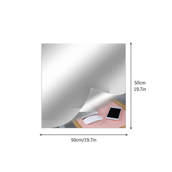 Self-Adhesive Acrylic Mirror, Mirror Tiles, Flexible Mirror Sheets Wall Decals, Frameless Mirror 50cm*50cm*0.1mm_yux 50cm*50cm*0.1mm