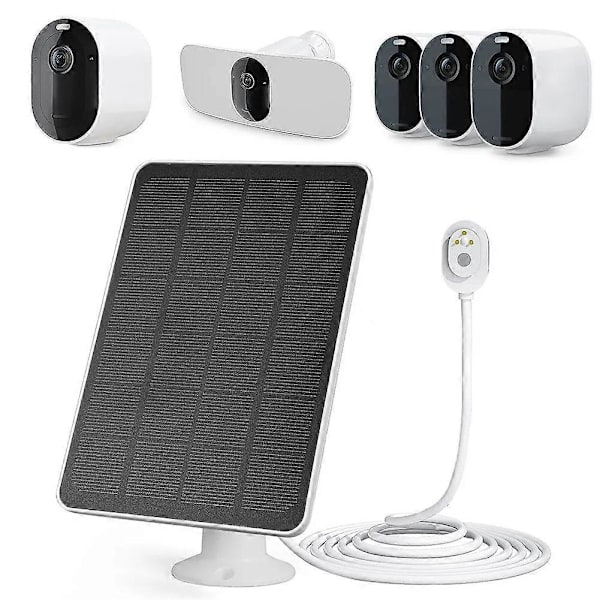 Solcellepanel for Arlo Pro 4, Ultra 2, Pro 3, Ultra & Pro 5S sikkerhetskameraer[GPA] White Multicolor