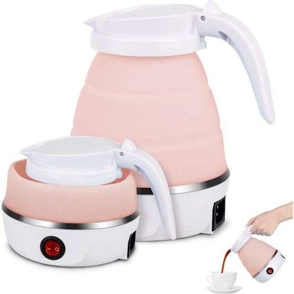 Foldbar elkedel, 600 ml silikone rejse kedel, foldbar rejse kedel, foldbar camping kedel, bærbar elektrisk