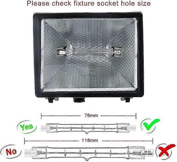 5-pakning R7s Halogenpære 78mm 80W 230V Dimbar for Flomlys