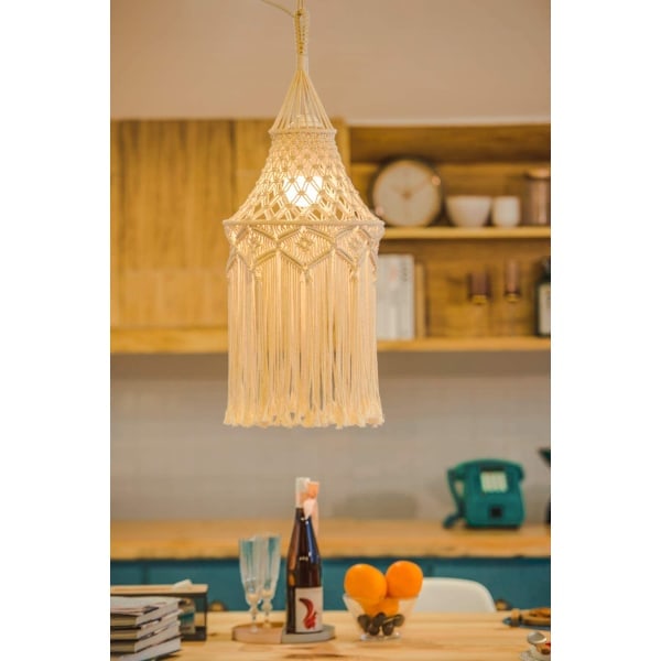 Boho Macrame Lampskärm Hängande Taklampa Lock Modern Kontor