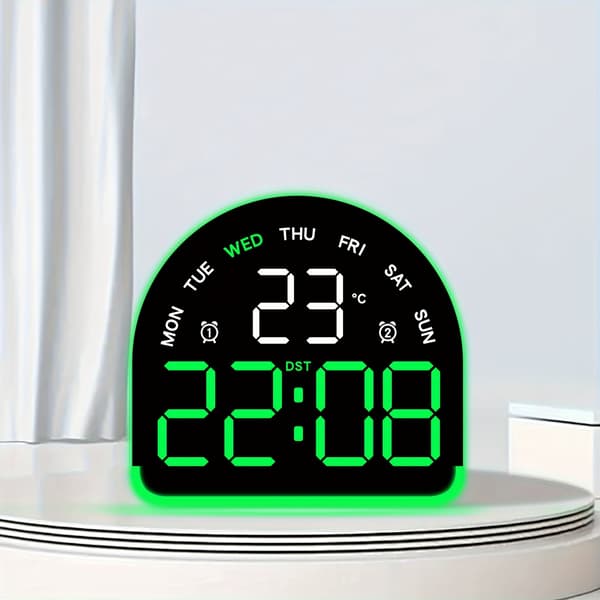 LED Digital Väckarklocka med Temperaturdisplay – Tyst, USB-driven, Stor Skärm för Sovrum Black/Green
