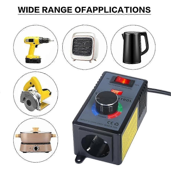 Hastighedsregulator 230 V, Frekvensomformer 230 V, Motorspændingsregulator AC 220 V 10 A Maksimal effekt 4000 W, EU-stik