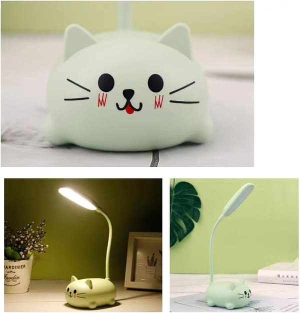 Söt Grön Mini Katt Nattlampa, USB Laddningsbar, Vikbar för Barns Sovrum Grön gRÖN gRÖN