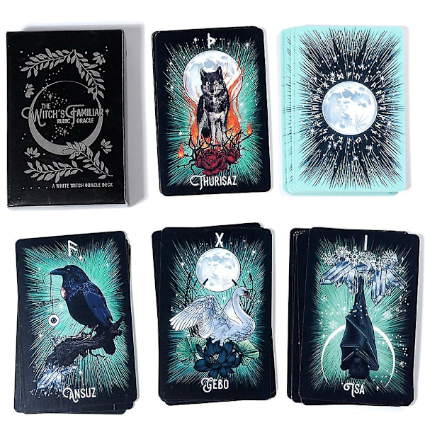 Noitaväen tuttu runollinen ennustuskorttipakka 24 korttia indie tarotkortti runot runokortit eläinennustuskortti eläintarotkortti viikinkirunat