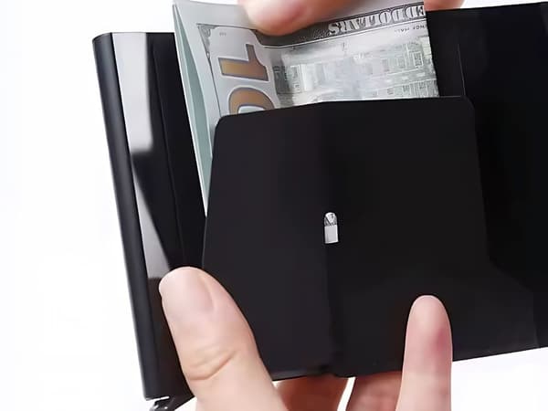 RFID-pung til mænd - Sort med kortpladser, øko-læder
