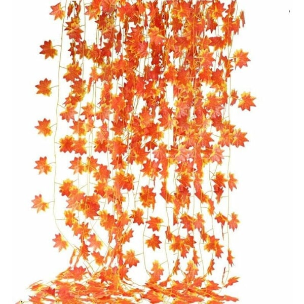 12 stk. Efterårskrans Ahornblad Dekoration Kunstig Ahornblad Krans Rødt Ahornblad Hængende Vedbend Plante Bryllup Thanksgiving Halloween Dekoration