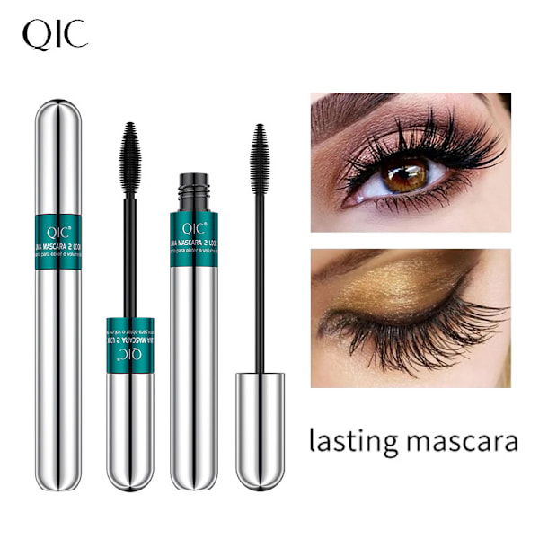 2-in-1 QIC Mascara 5x Pidempi Vedenkestävä Kosmetiikka Luonnolliseen Pidentämiseen ja Paksuuttamiseen Ei Klumppaantumista 4D Silkki-kuitu Mascara