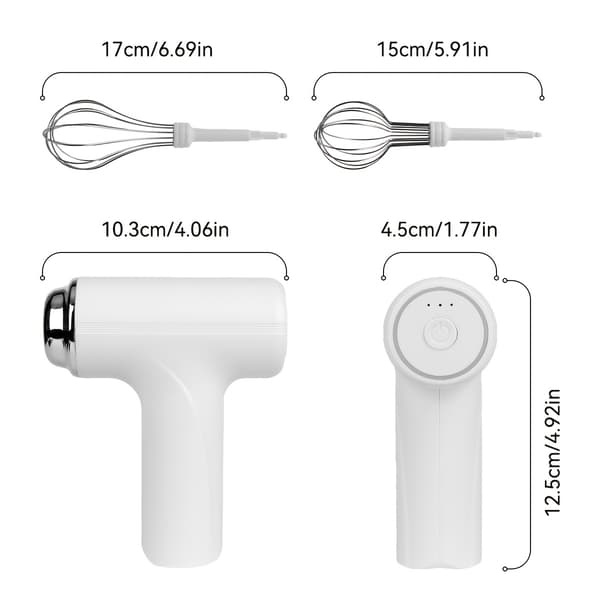 USB Oppladbar Håndholdt Elektrisk Mikser - Bærbar Eggvisp for Baking White