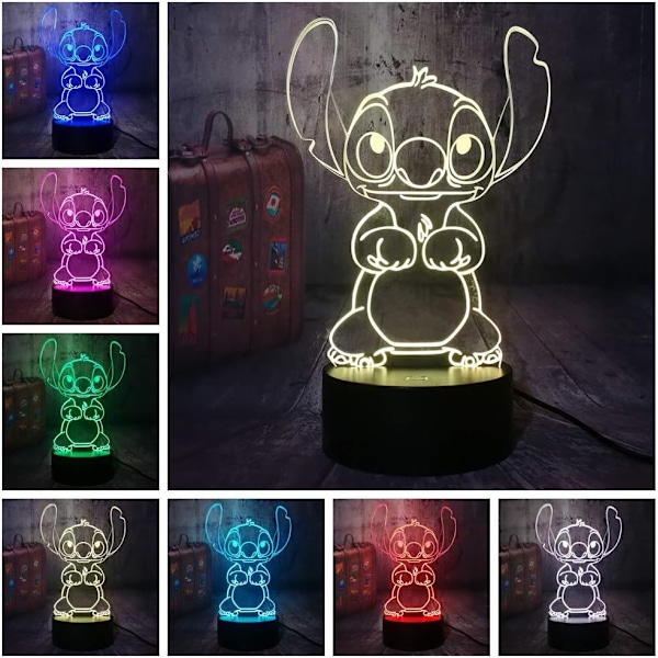 Lilo & Stitch Lamppu Piirretty Söpö Stitch Hahmo Ystävät 3D LED