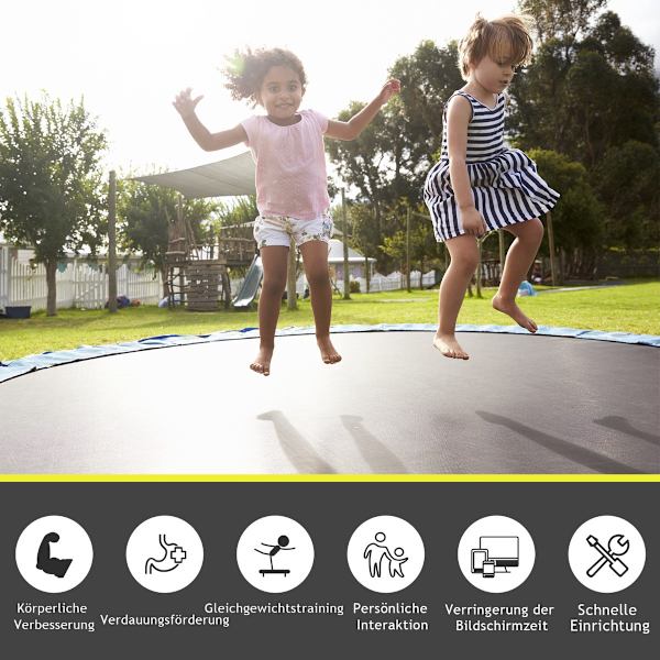 Trampoline Mat, 366 cm Frame, Black, Durable PP 4000