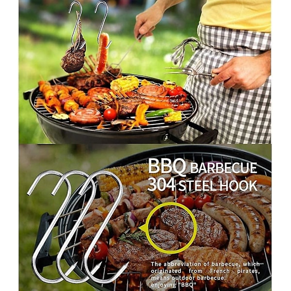 Kødkroge, 10 stk. slagterkroge i rustfrit stål 12cm