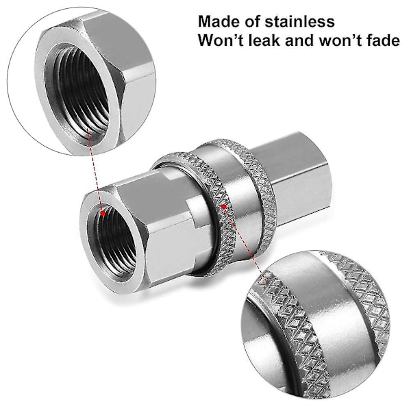 2 Set NPT 3/8 Tum Rostfritt Stål Hane och Hona Snabbkopplingssats Högtryckstvätt Adaptrar (i