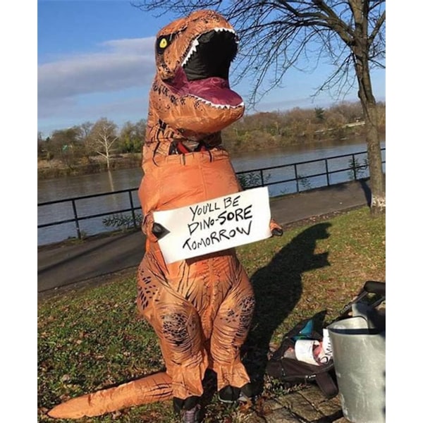 Puhallettava T-Rex Dinosauruksen Asu Halloween-asu Aikuisten Naamiaisasu (Ruskea) - Xin