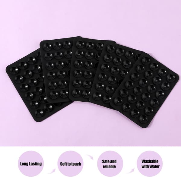 5-pack silikon sugpropp telefonhållare, multifunktionellt bilfäste med mini sugpropp för telefonfodral [GPA] Black