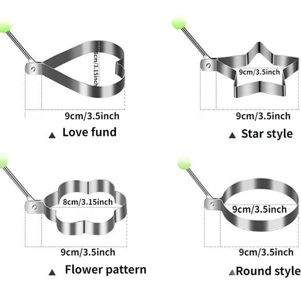4-pak æggeringe i rustfrit stål til madlavning, pandekager og gør-det-selv morgenmad Five-pointed star